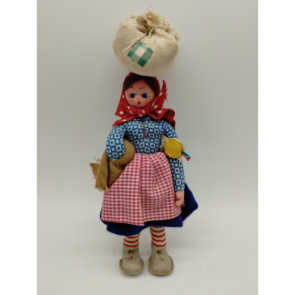 Vintage Mascotes de Maria Helena Doll Folk Art  Lady- Portugal 8.5" Tall Tags